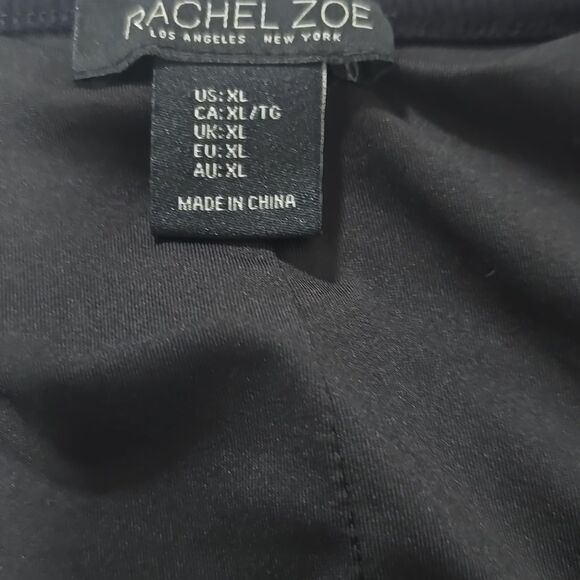 Rachel Zoe -1205 Scoop Neck Midi Length Ribbed Lined Dress in Black Size XL - Picture 3 of 8